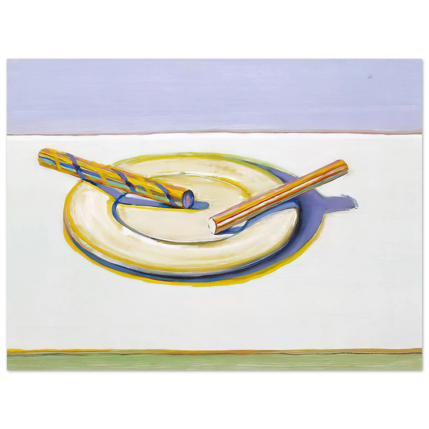 Wayne Thiebaud - Two Candy Sticks - 2004 Wall Art - 30x40 cm / 12x16 inches - Premium Wooden Framed Poster With Fine Art Paper - White frame