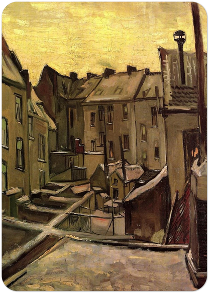 Backyards of Old Houses in Antwerp in the Snow By Vincent van Gogh Pack of 10 Post Cards | Vincent van Gogh Post Cards | A6 (10.5 x 14.8 cm) - 4.1 x 5.8 inches