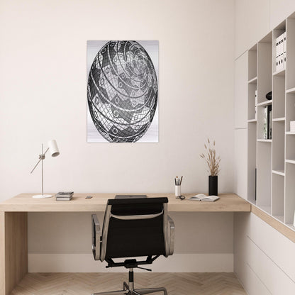 SPHERE SURFACE WITH FISHES - MC Escher Brushed Aluminum Print - 70x100 cm / 28x40 inches | MC Escher Aluminum Print | MC Escher Prints