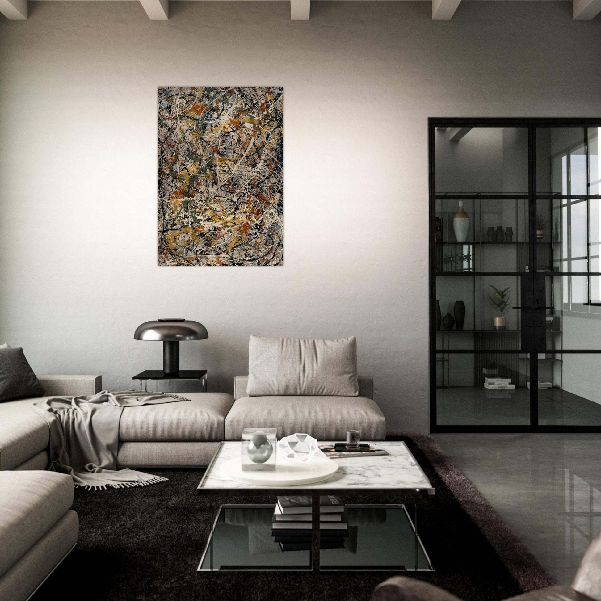 NUMBER 3 1 - Jackson Pollock Brushed Aluminum Print - 70x100 cm / 28x40 inches | Jackson Pollock Aluminum Print | Jackson Pollock Prints
