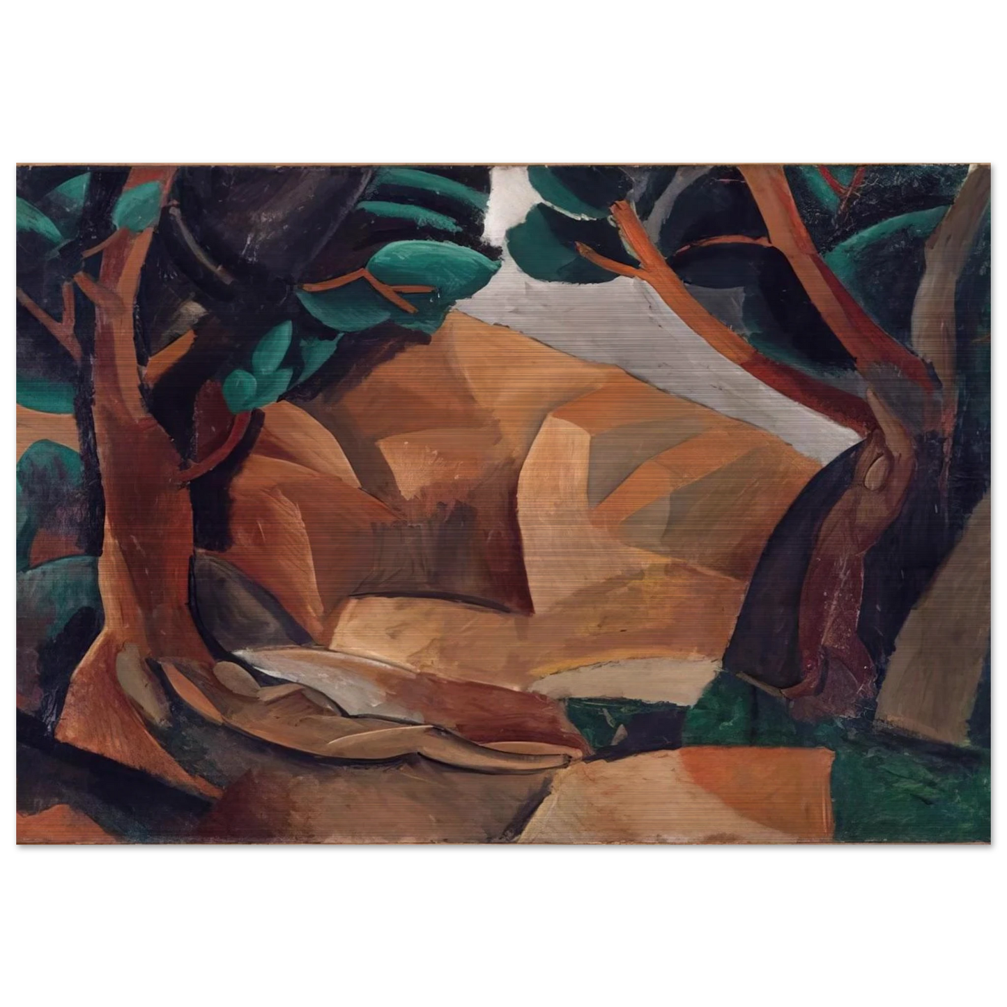 Paysage aux deux figures - 1908  France - Pablo Picasso Brushed Aluminum Print - 70x100 cm / 28x40 inches | Pablo Picasso Aluminum Print | Pablo Picasso Prints