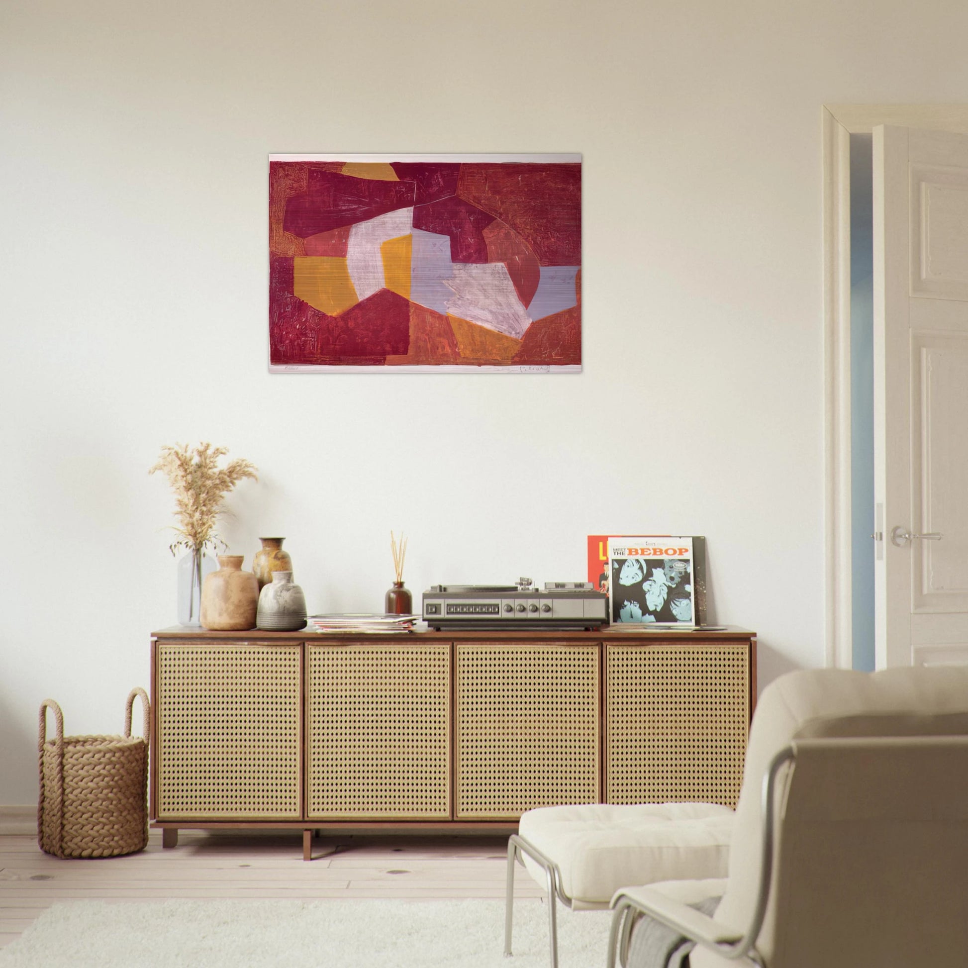 Composition carmin, brune, jaune et grise - 1956 - Serge Poliakoff Brushed Aluminum Print - 70x100 cm / 28x40 inches | Serge Poliakoff Aluminum Print | Serge Poliakoff Prints