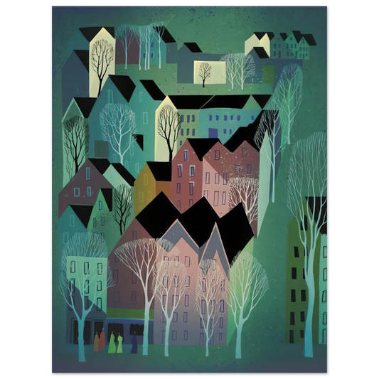Eyvind Earle - Village  75x100 cm / 30x40inches Fine Art Poster
