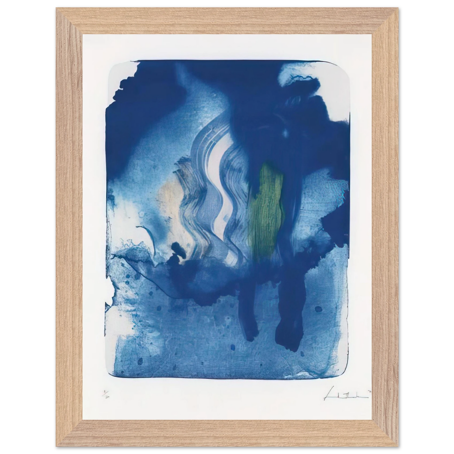 Helen Frankenthaler - Reflections V - 1995 Wall art - 20x25 cm / 8x10 inches - Premium Wooden Framed Poster With Fine Art Paper-canvas - Wood frame