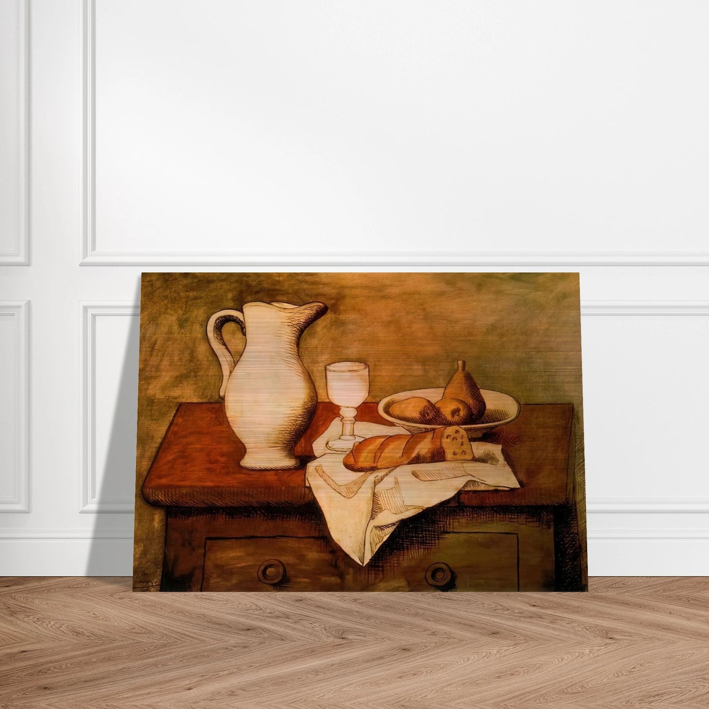 Still life with jug and bread - 1921 - Pablo Picasso Brushed Aluminum Print - 70x100 cm / 28x40 inches | Pablo Picasso Aluminum Print | Pablo Picasso Prints