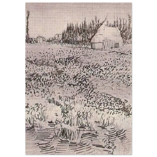 Landscape with Hut in the Camargue - Vincent van Gogh Brushed Aluminum Print - 70x100 cm / 28x40 inches | Vincent van Gogh Aluminum Print | Vincent van Gogh Prints