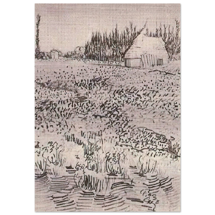 Landscape with Hut in the Camargue - Vincent van Gogh Brushed Aluminum Print - 70x100 cm / 28x40 inches | Vincent van Gogh Aluminum Print | Vincent van Gogh Prints