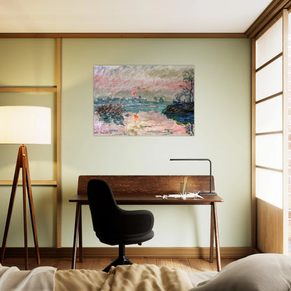 Sunset at Lavacourt - claude monet Brushed Aluminum Print - 70x100 cm / 28x40 inches | claude monet Aluminum Print | claude monet Prints