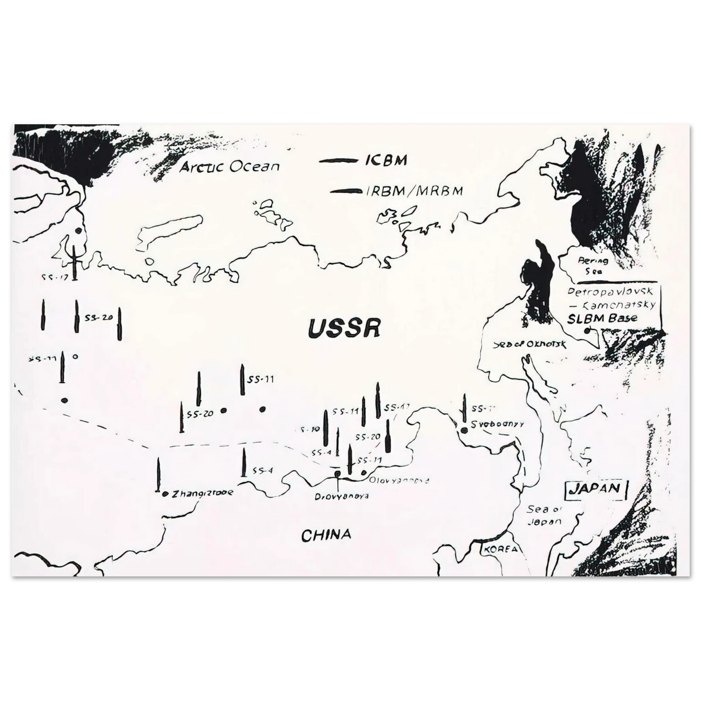 Andy Warhol - Map of Eastern U.S.S.R. Missile Bases Fine Art Poster