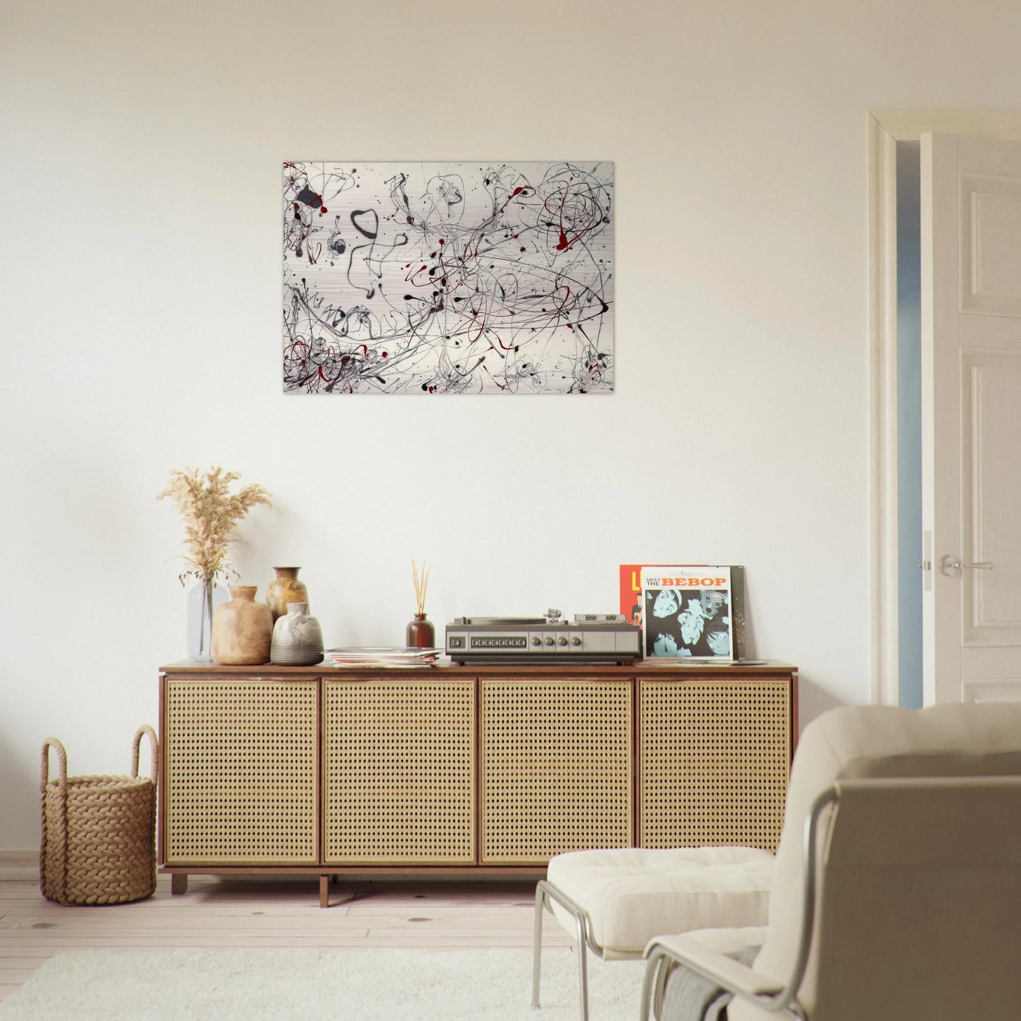 NUMBER 4 GRAY AND RED 1948 - Jackson Pollock Brushed Aluminum Print - 70x100 cm / 28x40 inches | Jackson Pollock Aluminum Print | Jackson Pollock Prints