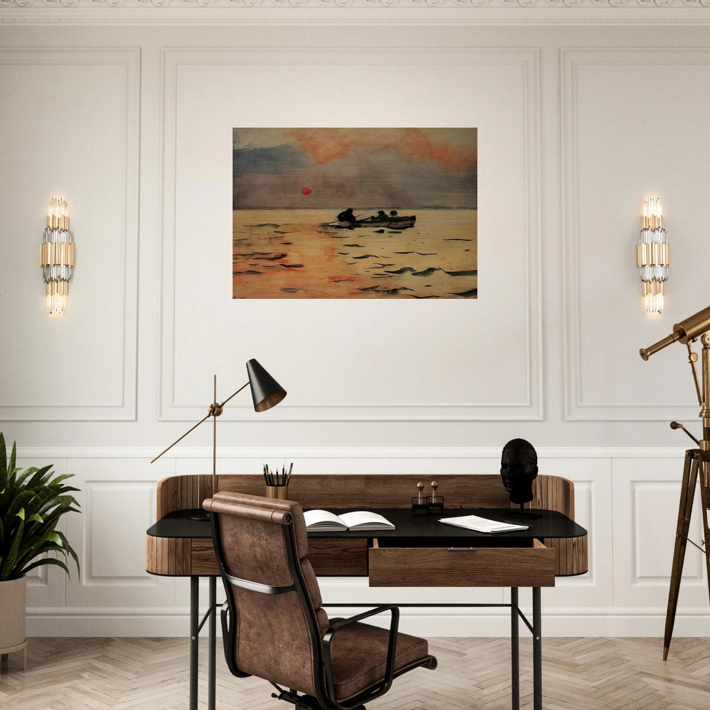 ROWING HOME - Winslow Homer Brushed Aluminum Print - 70x100 cm / 28x40 inches | Winslow Homer Aluminum Print | Winslow Homer Prints