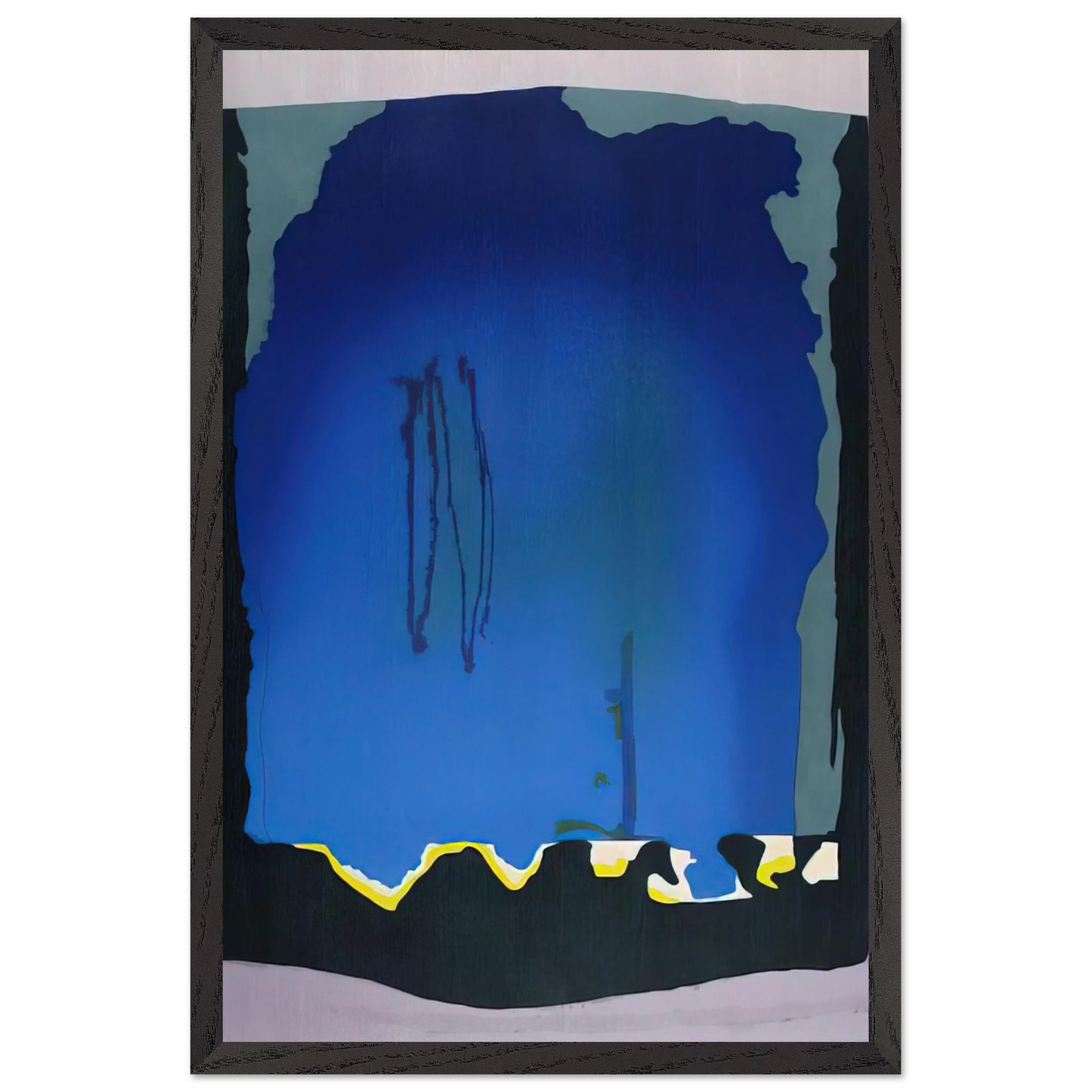 Helen Frankenthaler - Freefall - 1992 Wall art - 15x20 cm / 6x8 inches - Premium Wooden Framed Poster With Fine Art Paper-canvas - Black frame