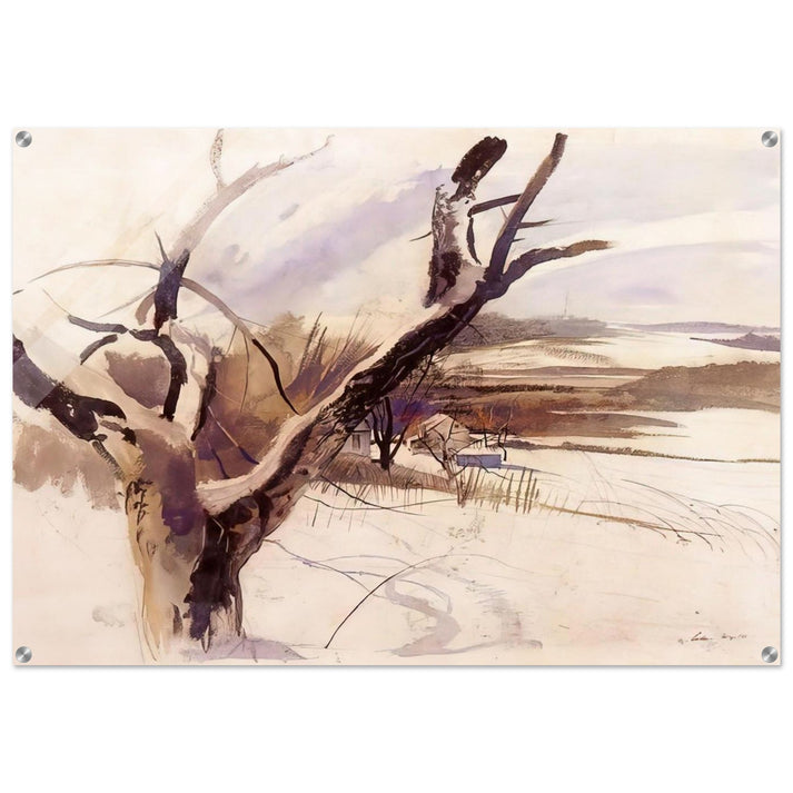 WINTER FARM SCENE - Andrew Wyeth Acrylic Print - 70x100 cm / 28x40″ inches | Andrew Wyeth Wall Art | Andrew Wyeth Prints