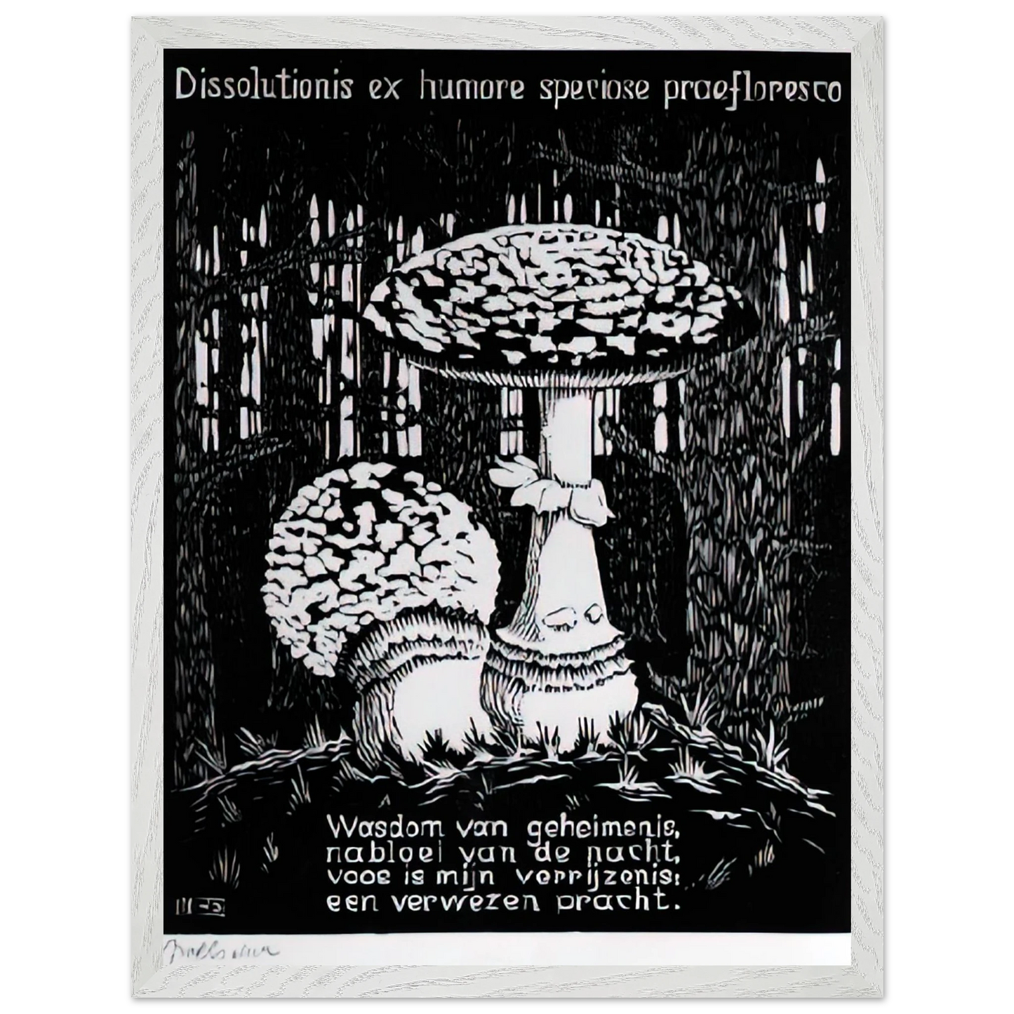 MC Escher - EMBLEMATA TOADSTOOL Wall Art - 30x40 cm / 12x16 inches - Premium Wooden Framed Poster With Fine Art Paper-canvas - White frame