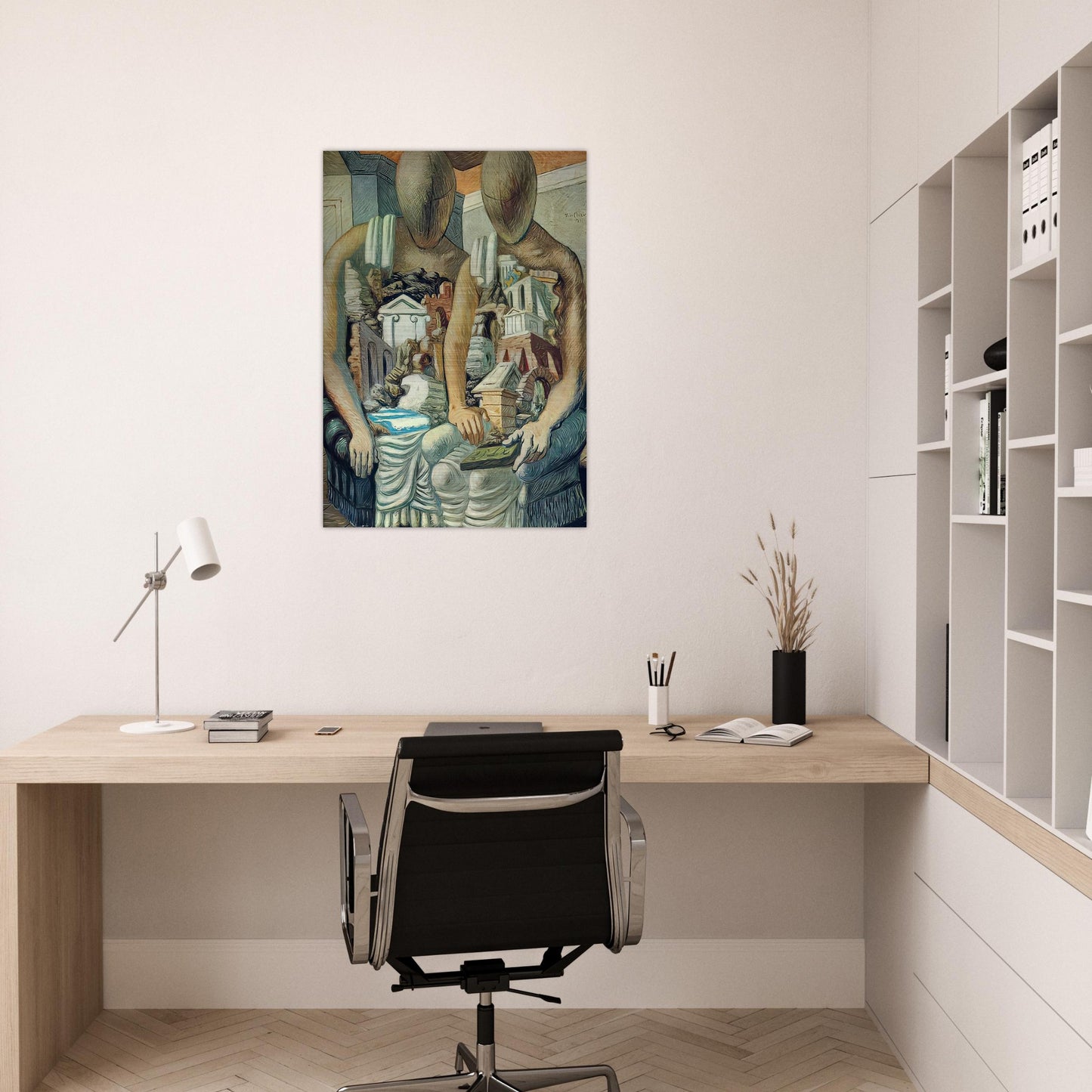 THE ARCHAEOLOGISTS 1927 - Giorgio de Chirico Brushed Aluminum Print - 70x100 cm / 28x40 inches | Giorgio de Chirico Aluminum Print | Giorgio de Chirico Prints