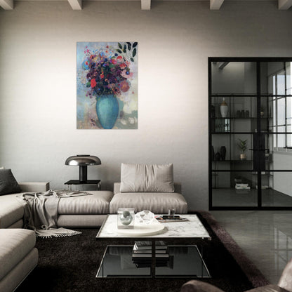 FLOWERS IN A TURQUOISE VASE - Odilon Redon Brushed Aluminum Print - 70x100 cm / 28x40 inches | Odilon Redon Aluminum Print | Odilon Redon Prints