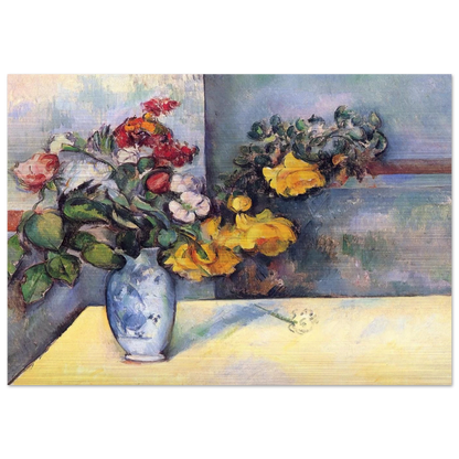 Still Life Flowers in a Vase - Paul Cézanne Brushed Aluminum Print - 70x100 cm / 28x40 inches | Paul Cézanne Aluminum Print | Paul Cézanne Prints