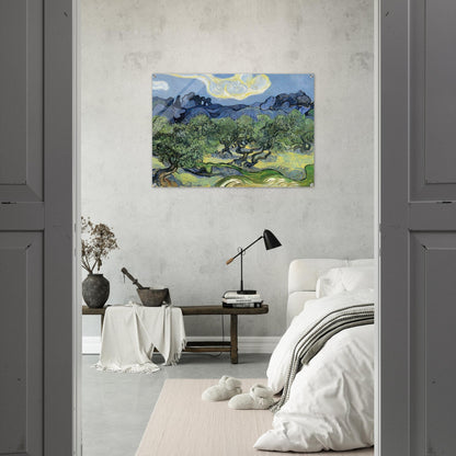 The Alpilles with Olive Trees in the Foreground - Vincent van Gogh Acrylic Print - 70x100 cm / 28x40″ inches | Vincent van Gogh Wall Art | Vincent van Gogh Prints