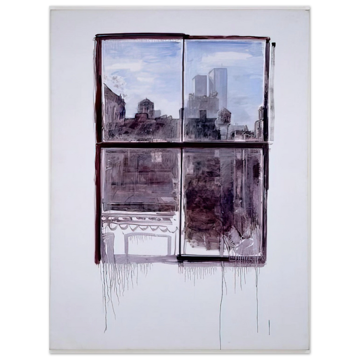 Paul Thek - Untitled cityscape with twin towers - 1972  75x100 cm / 30x40inches Fine Art Poster