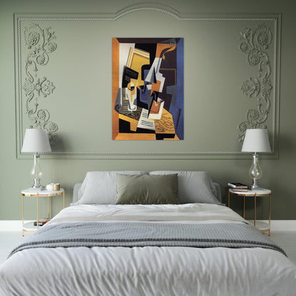 VIOLIN AND GLASS 1918 - Juan Gris Brushed Aluminum Print - 70x100 cm / 28x40 inches | Juan Gris Aluminum Print | Juan Gris Prints