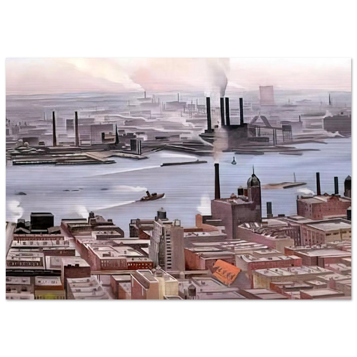 East River from the Thirtieth Story of the Shelton Hotel - Georgia O'Keeffe Brushed Aluminum Print - 70x100 cm / 28x40 inches | Georgia O'Keeffe Aluminum Print | Georgia O'Keeffe Prints