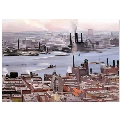 East River from the Thirtieth Story of the Shelton Hotel - Georgia O'Keeffe Brushed Aluminum Print - 70x100 cm / 28x40 inches | Georgia O'Keeffe Aluminum Print | Georgia O'Keeffe Prints