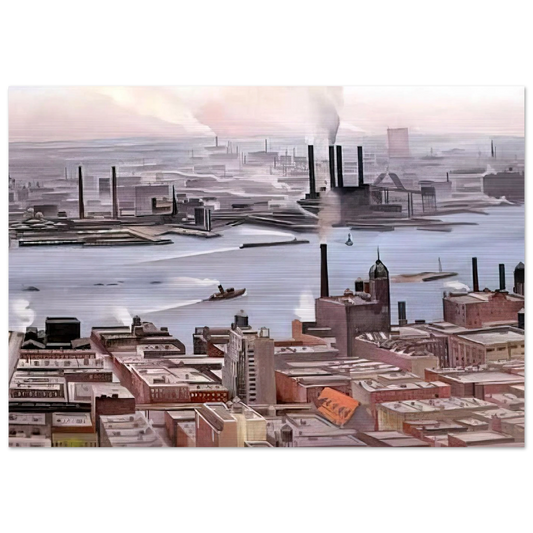 East River from the Thirtieth Story of the Shelton Hotel - Georgia O'Keeffe Brushed Aluminum Print - 70x100 cm / 28x40 inches | Georgia O'Keeffe Aluminum Print | Georgia O'Keeffe Prints