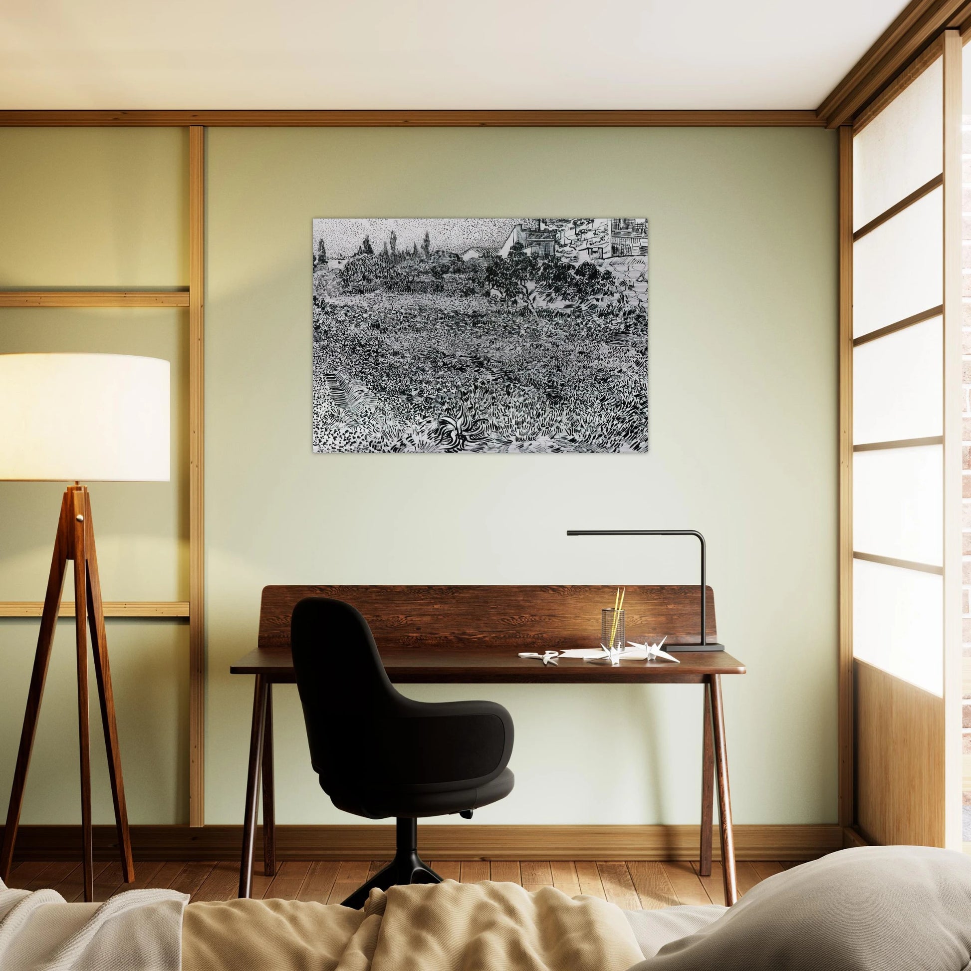 Garden with Flowers - Vincent van Gogh Brushed Aluminum Print - 70x100 cm / 28x40 inches | Vincent van Gogh Aluminum Print | Vincent van Gogh Prints
