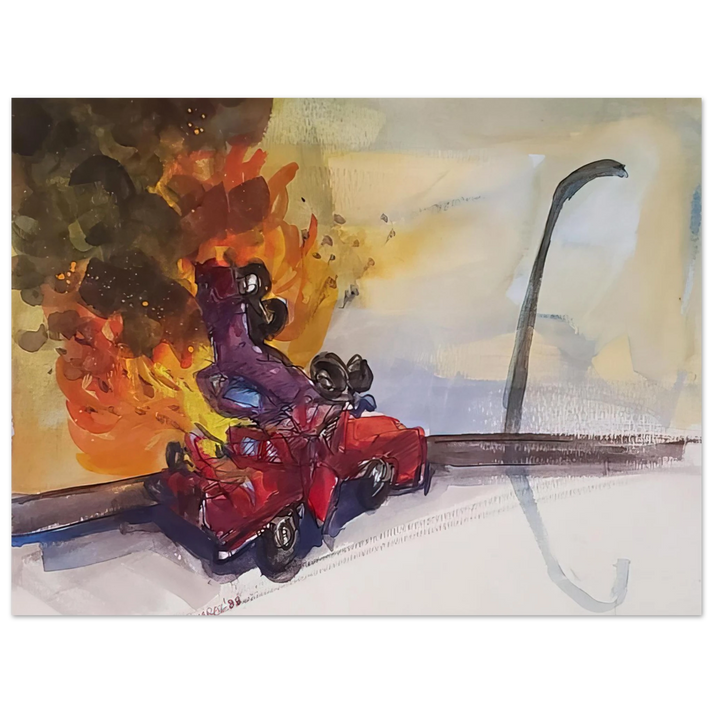 Carlos Almaraz - Pile Up Crash - 1984  75x100 cm / 30x40inches Fine Art Poster