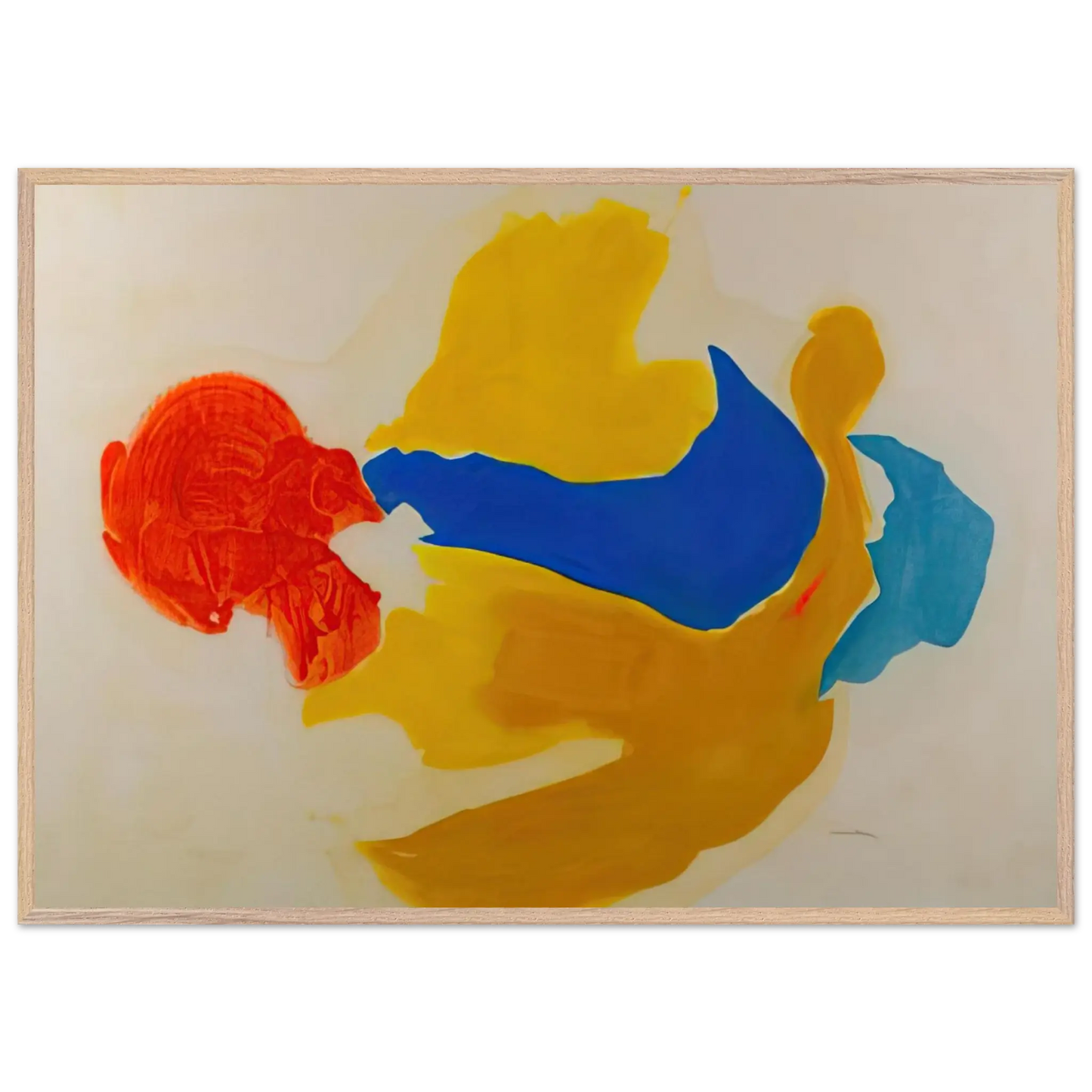 Helen Frankenthaler - Blue Jay - 1963  United States Wall art - 27x35 cm / 11x14 Inches - Premium Wooden Framed Poster With Fine Art Paper - Wood frame