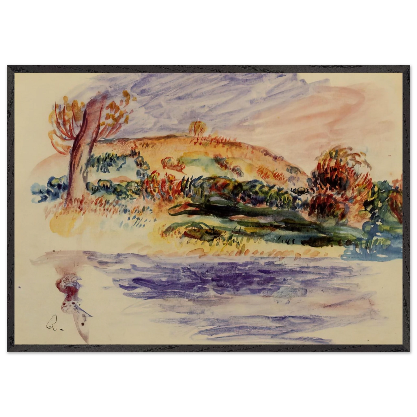 LANDSCAPE N14 - Pierre-Auguste Renoir 70x100 cm / 28x40 inches Framed Art Print – Black Wooden Frame