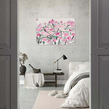 Lotus under the sun - 2001 - Wu Guanzhong Acrylic Print - 70x100 cm / 28x40″ inches