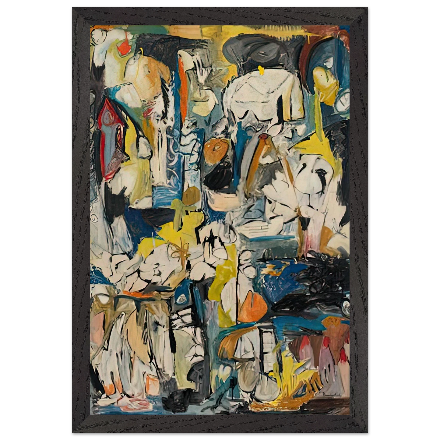 Helen Frankenthaler - Village, 1951- Wall Art - 21x29.7 cm / 8x12" - Premium Wooden Framed Poster With Fine Art Paper-canvas - White frame